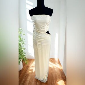 Tyllie Strapless Cut Out Maxi Dress Yellow